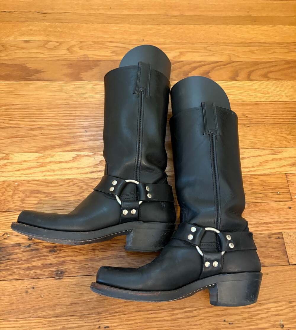 Frye Black Leather Harness 12R Goth Biker Motorcycle Boots Women’s Size 7